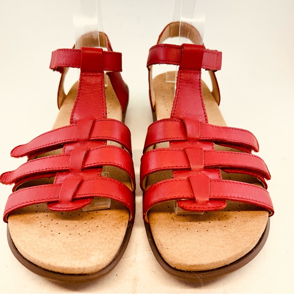Hotter Concept Red Leather Sol Adjustable Straps Flat Sandals size 8.5 EU 40 - Picture 2 of 12
